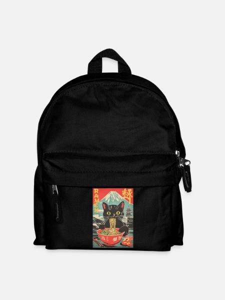 Vintage Anime Cat Ramen Japan - Kids' Backpack - black