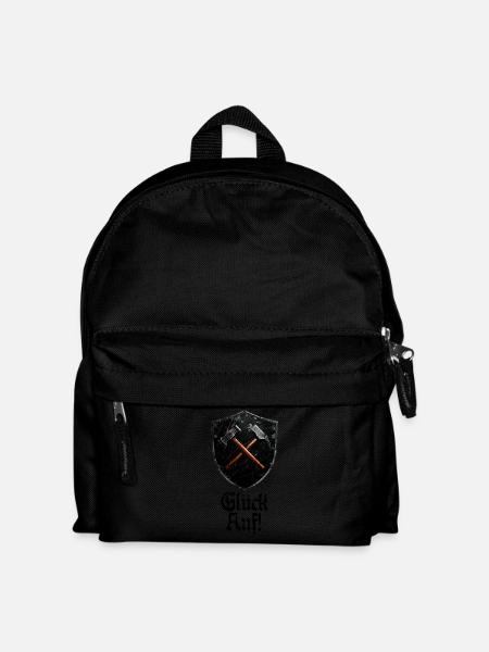 Glück auf Logo Bergbau Bergmann Schlägel und Eisen - Kinder Rucksack - Schwarz