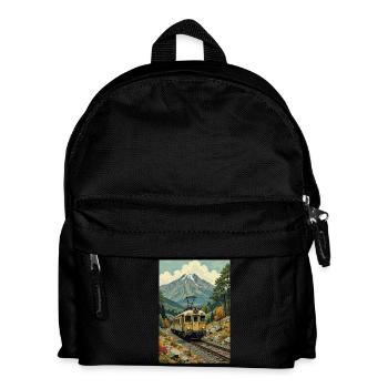 Retro Train Image - Kids' Backpack - black - Front