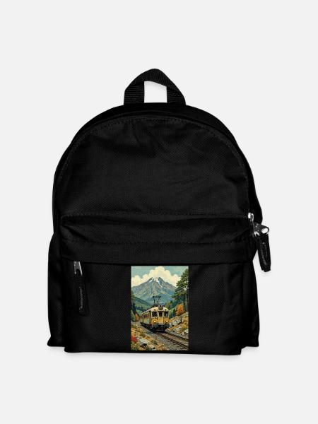 Retro Train Image - Kids' Backpack - black