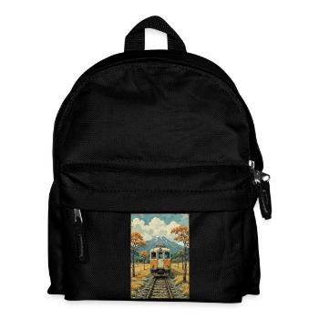 Retro Train Image - Kids' Backpack - black - Front