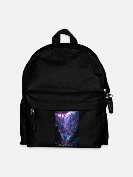 Eine Stadt im Cyberpunk-Tal - Kinder Rucksack - Schwarz