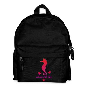 rotes Seepferdchen mit Sternchen pink - Kinder Rucksack - Schwarz - Vorne