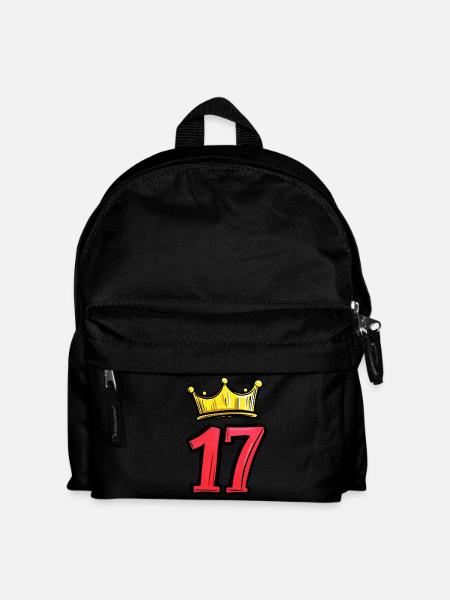 17 Zahl Trikot Krone - Kinder Rucksack - Schwarz