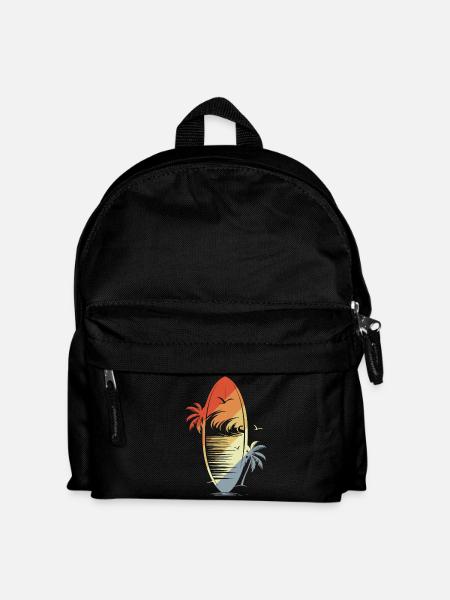 Surfbrett Vintage Grafik - Kinder Rucksack - Schwarz