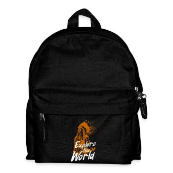 Erkunden Sie die Welt Orange Wandbild mit Inder - Kinder Rucksack - Schwarz - Vorne