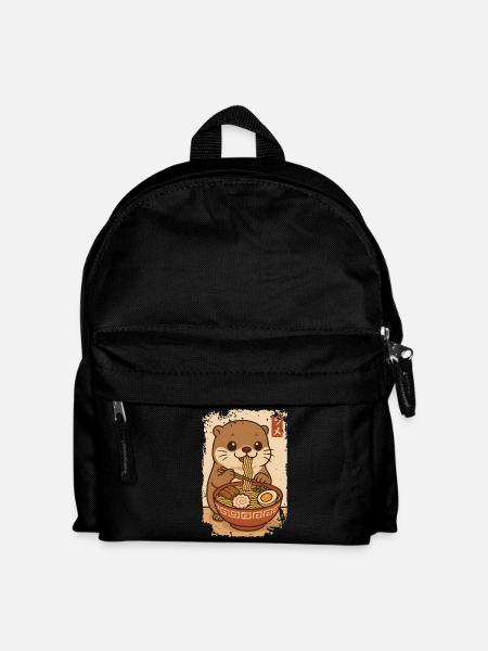 Otter Eating Ramen Nudeln Japanische Kunst Manga - Kinder Rucksack - Schwarz