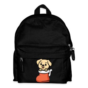 Cute Christmas puppy in boot - Kids' Backpack - black - Front