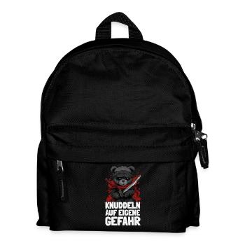 Ninja Teddy mit frechem Spruch - Kinder Rucksack - Schwarz - Vorne
