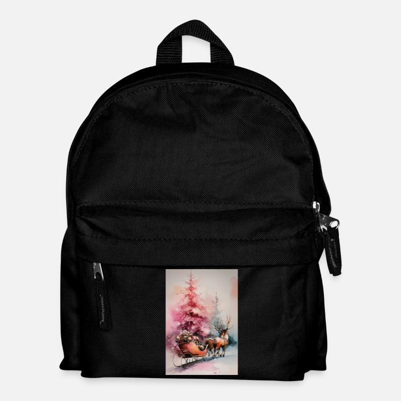 Pastel Christmas Sleigh - Kids' Backpack - black