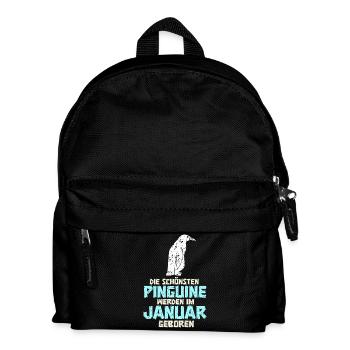 January Birthday Penguin Saying Funny - Kids' Backpack - black - Front