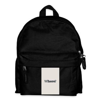 Où ? – Affiche minimaliste moderne - Sac à dos Enfant - noir - Devant