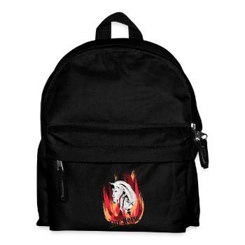 Feuerpferd – Illustration mit Flammen - Kinder Rucksack - Schwarz - Vorne