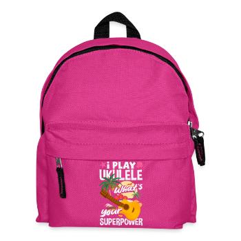I Play Ukulele Whats Your Superpower Hawaii Musik - Kinder Rucksack - Fuchsia - Vorne