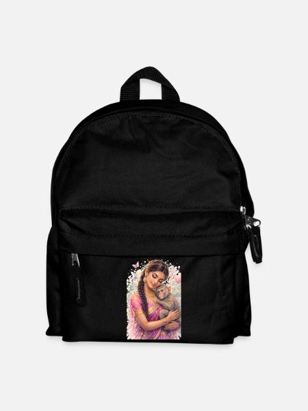 Indian Spring - Portrait with Little Monkey - Kids' Backpack - black