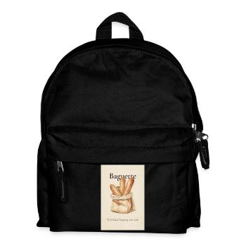 Baguette Weil Glück Knusprig Sein Darf - Kinder Rucksack - Schwarz - Vorne