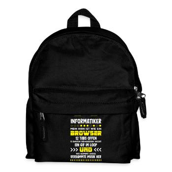 Informatiker Hirn Browser - Kinder Rucksack - Schwarz - Vorne