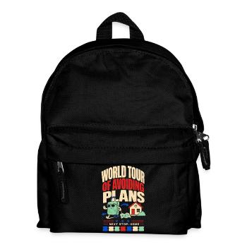 World tour without plans – Next stop at home - Kids' Backpack - black - Front