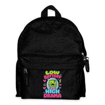 Low Battery High Drama Retro - Kids' Backpack - black - Front