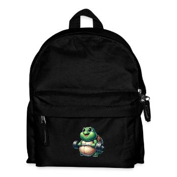 Lustige dicke Schildkröte mit Hantel Fitness - Kinder Rucksack - Schwarz - Vorne