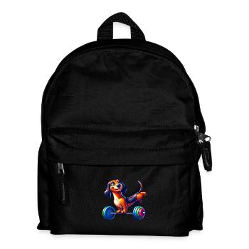 Dachshund Handstand Barbell Fitness Training - Kids' Backpack - black - Front