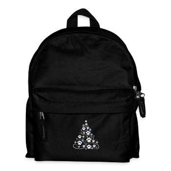 Weihnachten Weihnachtsbaum Pfote Pfotenabdruck - Kinder Rucksack - Schwarz - Vorne