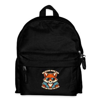 Fuchs Schlau Klug Sonnenbrille Cool Lustig Wald - Kinder Rucksack - Schwarz - Vorne