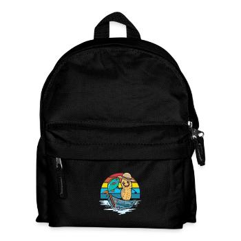 Erdnuss Regenbogen Boot Fisch Fische Fischer Nuss - Kinder Rucksack - Schwarz - Vorne