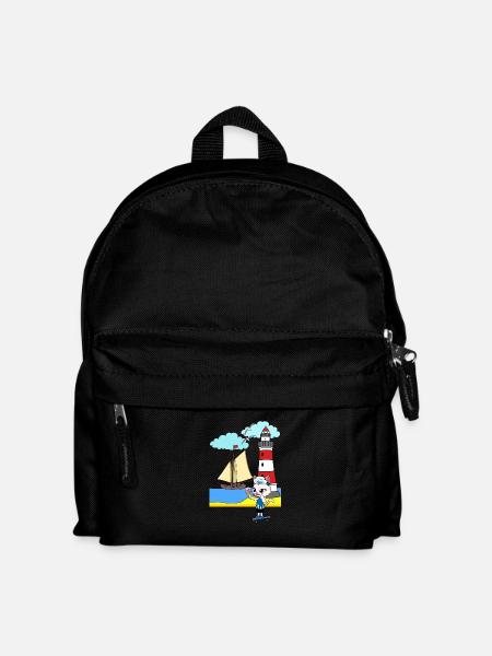 Katze Ferien Nordsee Ostsee Urlaub Kinder Kind - Kinder Rucksack - Schwarz