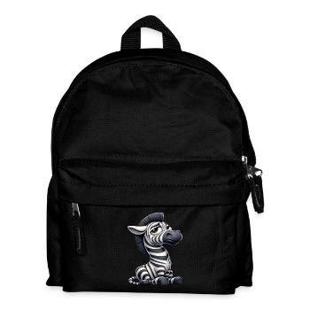 Funny Zebra Comic Bull Skeptical Look - Kids' Backpack - black - Front