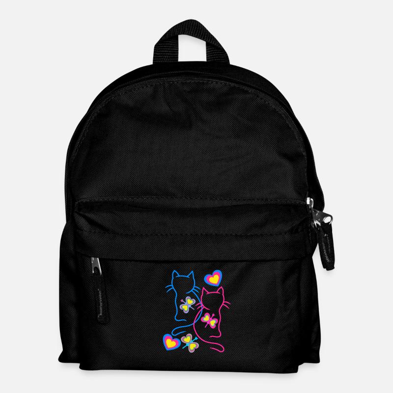 Katze Katzen Retro Vintage 80er 90er - Kinder Rucksack - Schwarz