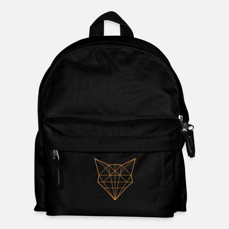 Fox outline in orange - Kids' Backpack - black