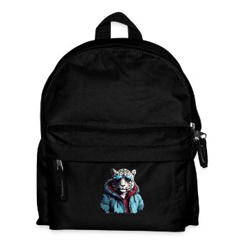 Streetstyle Schneeleopard | Leoparden-Liebhaber - Kinder Rucksack - Schwarz - Vorne