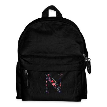 Personalized Floral Letter n - Gift Idea - Kids' Backpack - black - Front