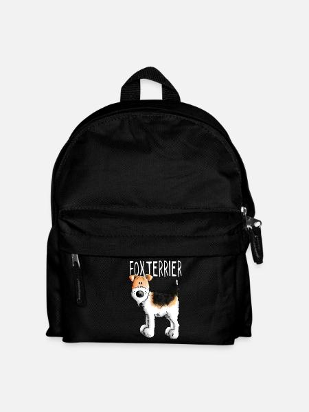 Kleiner Foxterrier - Hund - Hunde - Tier - Comic - Kinder Rucksack - Schwarz