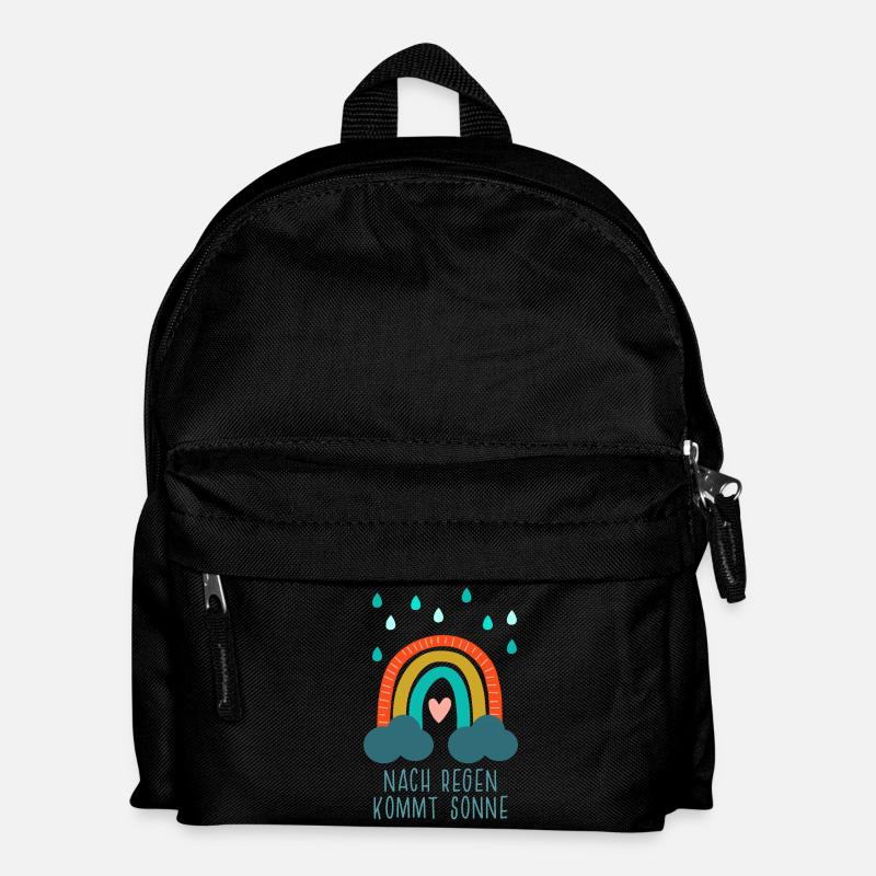 Nach Regen kommt Sonne - Regenbogen mit Herz - Kinder Rucksack - Schwarz