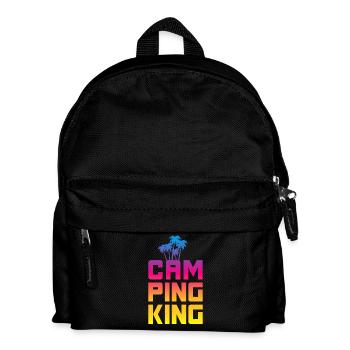 Campingking Palme Verlauf König Camper Urlaub Fan - Kinder Rucksack - Schwarz - Vorne
