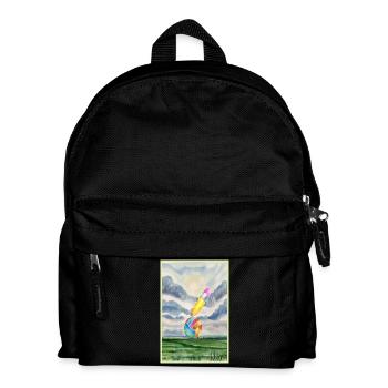 Paysage aquarelle avec boule - Sac à dos Enfant - noir - Devant