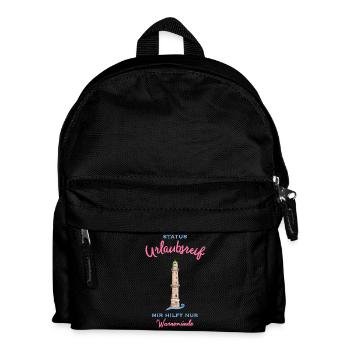Kultiger alter Leuchtturm Warnemünde , Urlaubsreif - Kinder Rucksack - Schwarz - Vorne