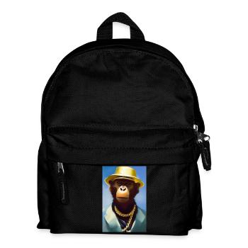 Cool monkey with gold chain - Kids' Backpack - black - Front