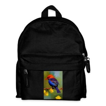 Oiseau sur branche avec fleurs - Sac à dos Enfant - noir - Devant