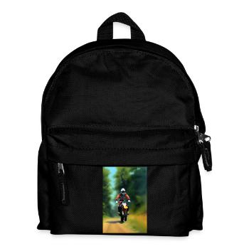 Motocross Fahren - Kinder Rucksack - Schwarz - Vorne