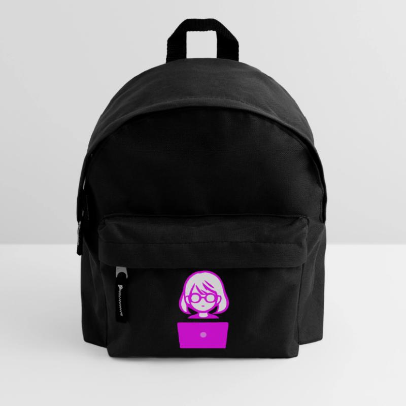 Frau mit Computer Programmierer Coder Kinder Rucksack