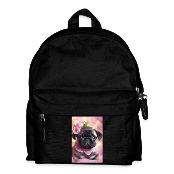 Joli bouledogue avec couronne de fleurs - Sac à dos Enfant - noir - Devant
