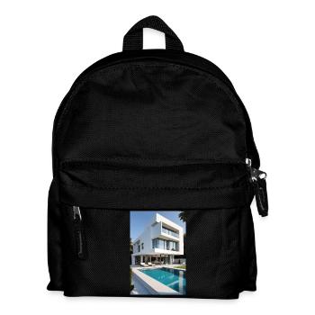 White villa with pool - Kids' Backpack - black - Front