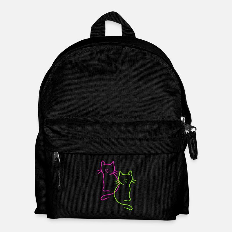 Retro Katzen Herz - Kinder Rucksack - Schwarz