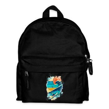 Surfer Illustration on the Wave - Fun Surf - Kids' Backpack - black - Front