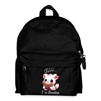 Katze mit Buch - Kinder Rucksack - Schwarz - Vorne