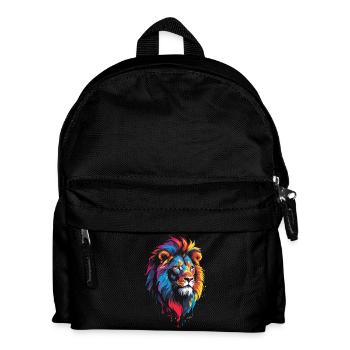 Lion multicolore coloré - Sac à dos Enfant - noir - Devant