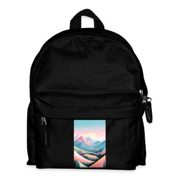 Bergpanorama in zarten Farben - Horizont Berge - Kinder Rucksack - Schwarz - Vorne